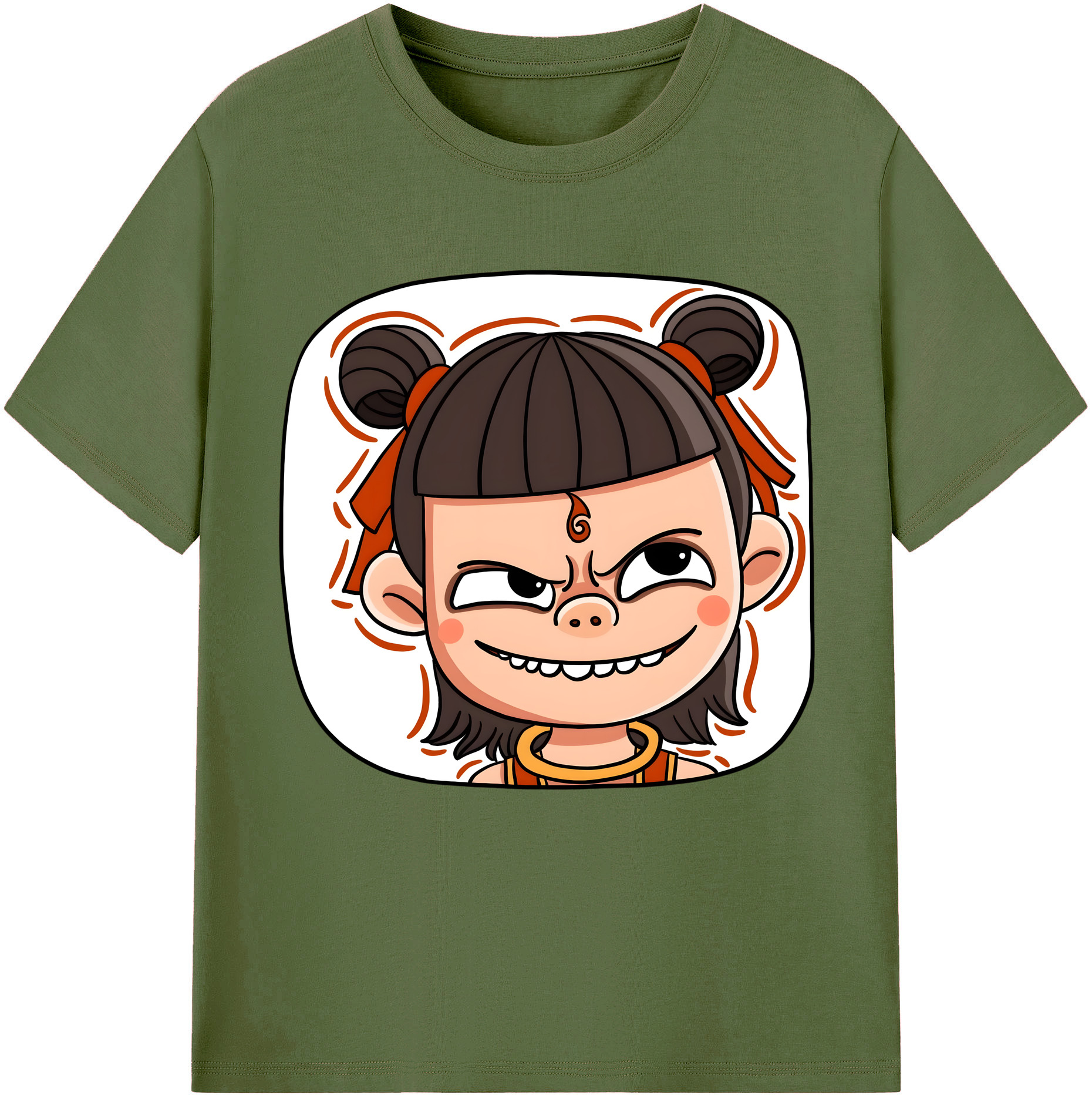 （画像用） Ne Zha 2 ナタ 魔童の大暴れ 綿100％半袖Tシャツ（フロントプリント）